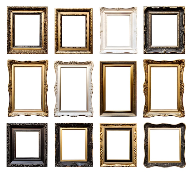 Photo set of frames isolated on white background