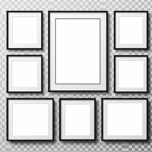 a set of frames with a black and white background