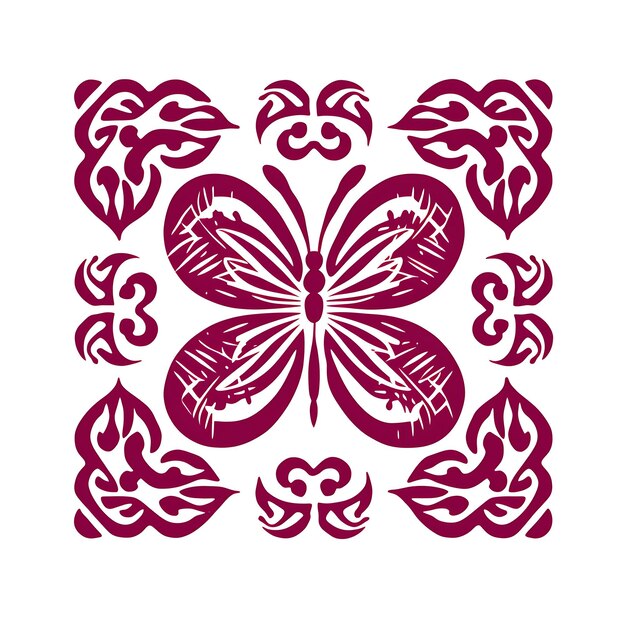 Set of Freesia Stamp With Monochrome Magenta Color Celtic Knot and Clipart Tshirt Tattoo Designs