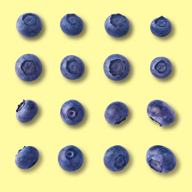 Set of fresh blueberries