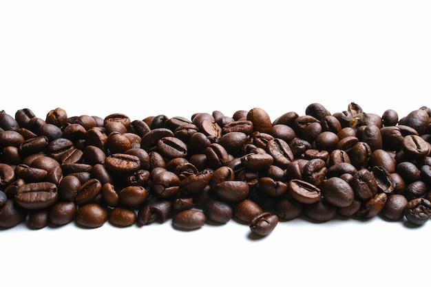 Set of fresh roasted coffee beans isolated on white background