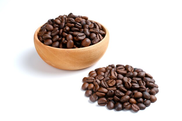 Set of fresh roasted coffee beans isolated on white background