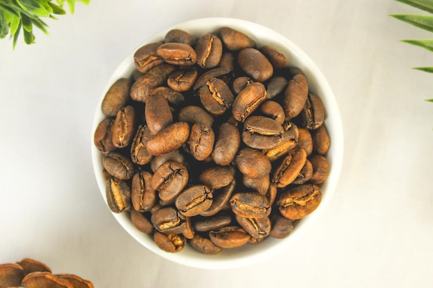 Set of fresh roasted coffee beans isolated on white background