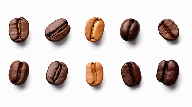 Photo set of fresh roasted coffee beans