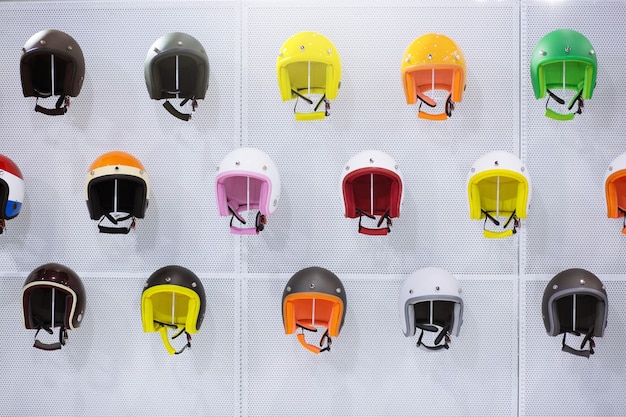 Set fronten van motorhelm Kleurrijke variëteit.