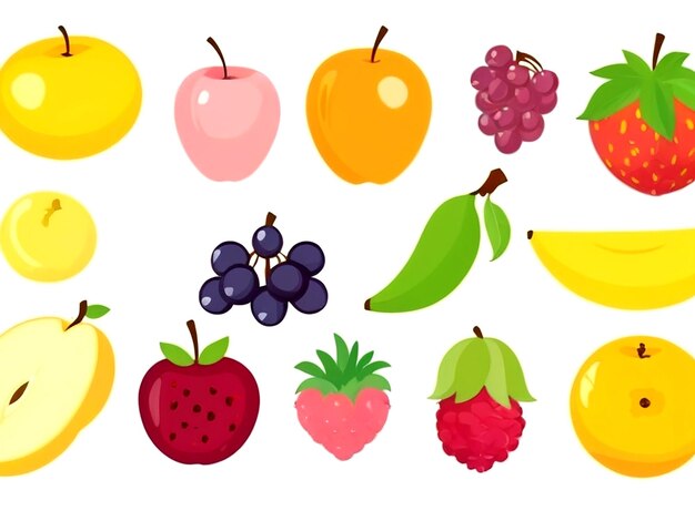 Photo set of fruit isolated vector ai_generated