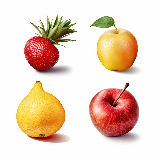 set fruits isolated on white background