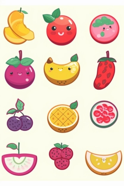 A set of fruits that are different colors.