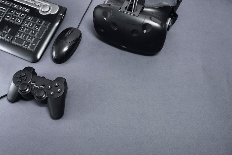Photo set of gaming and virtual reality devices