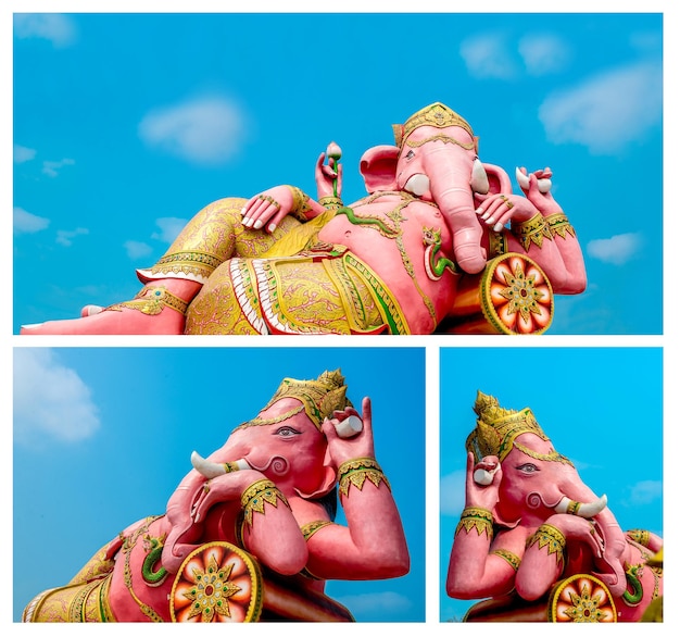 Photo set of ganesh statue with blue sky