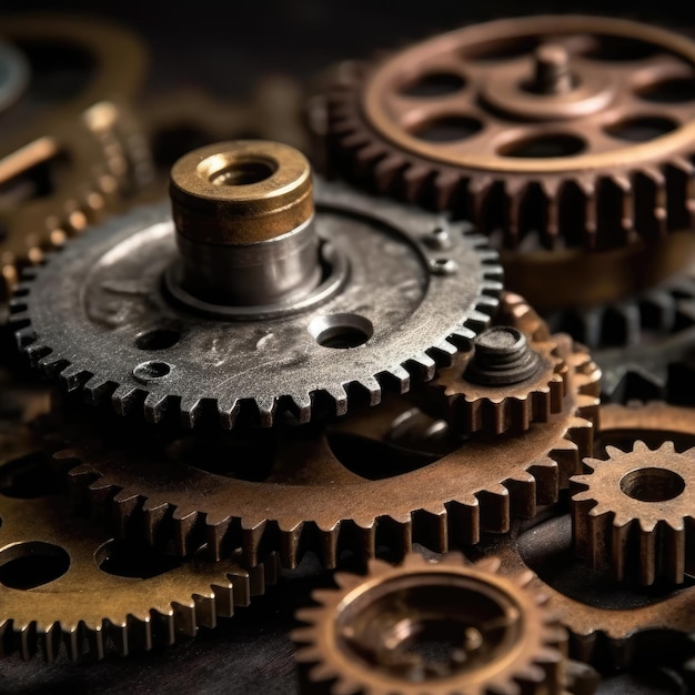 Set Of Gears And Cogs Working Together Representing Teamwork And Collaboration Generative AI