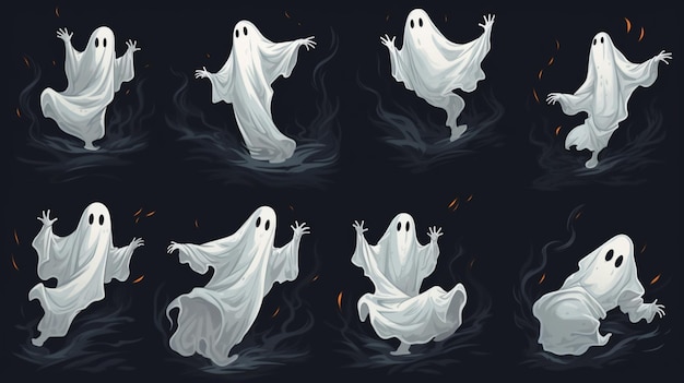 Photo set of ghosts vector illustration