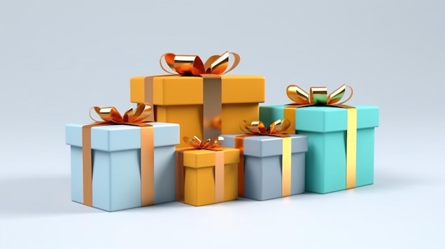 Set of gift boxes isolated white background decoration Generative AI