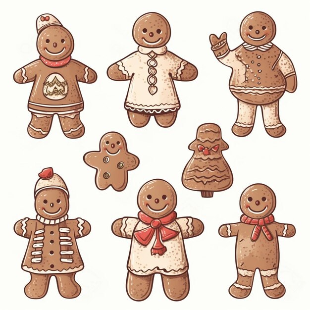 Photo a set of gingerbread men