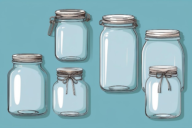 set glass jars vector illustration design