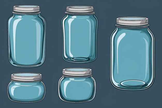 set glass jars vector illustration design