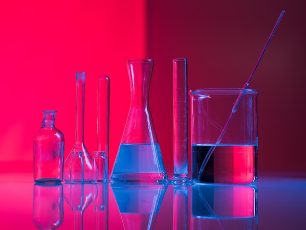 A set of glass labware on table