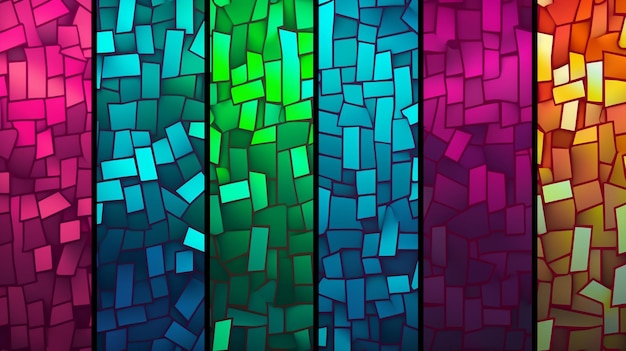 A set of glass mosaics of different colors