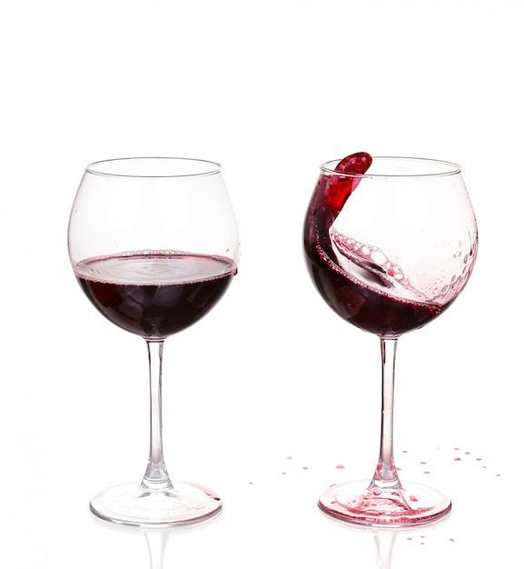 Photo set of glasses with red wine