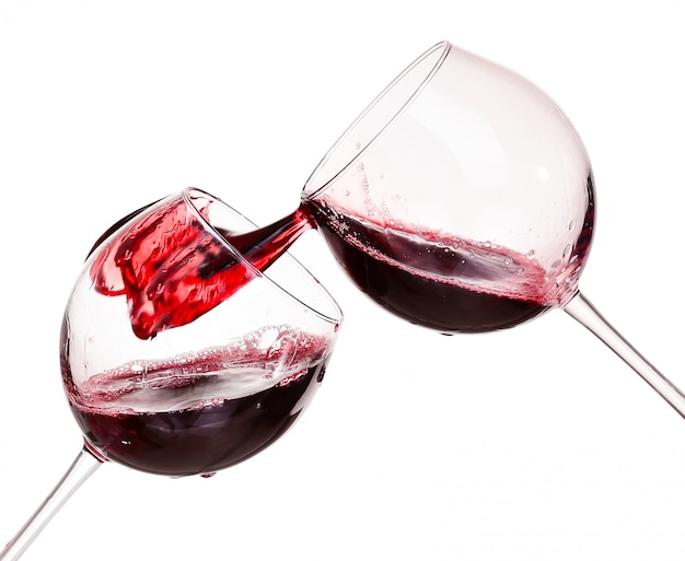 Set of glasses with red wine