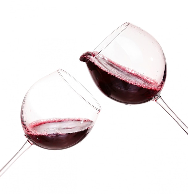 Set of glasses with red wine