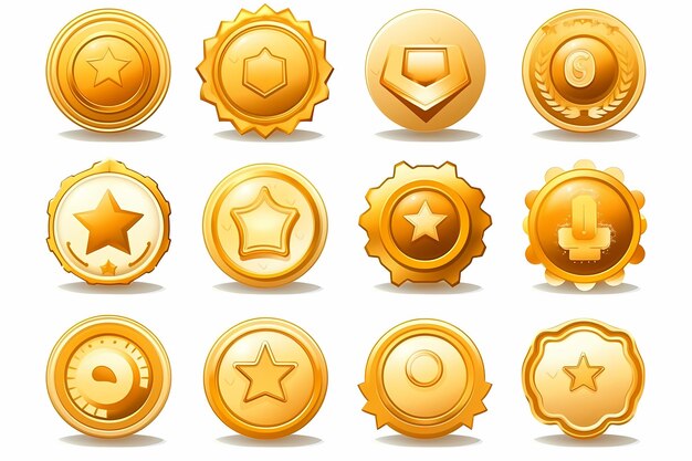 A set of gold buttons for a game