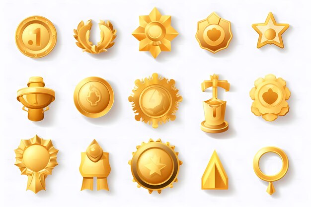 A set of gold buttons for a game