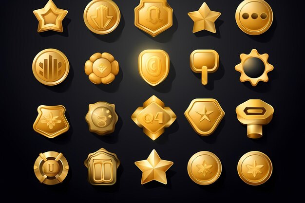 A set of gold buttons for a game