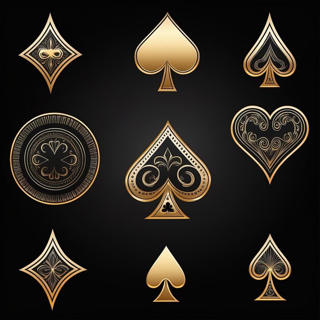 set of gold casino iconsgolden casino game icons set