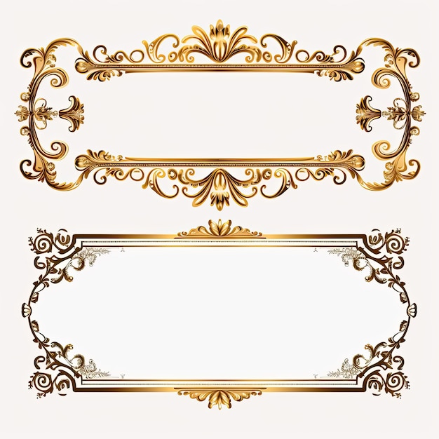 Set of gold frames Decorative elements for design Vector illustration