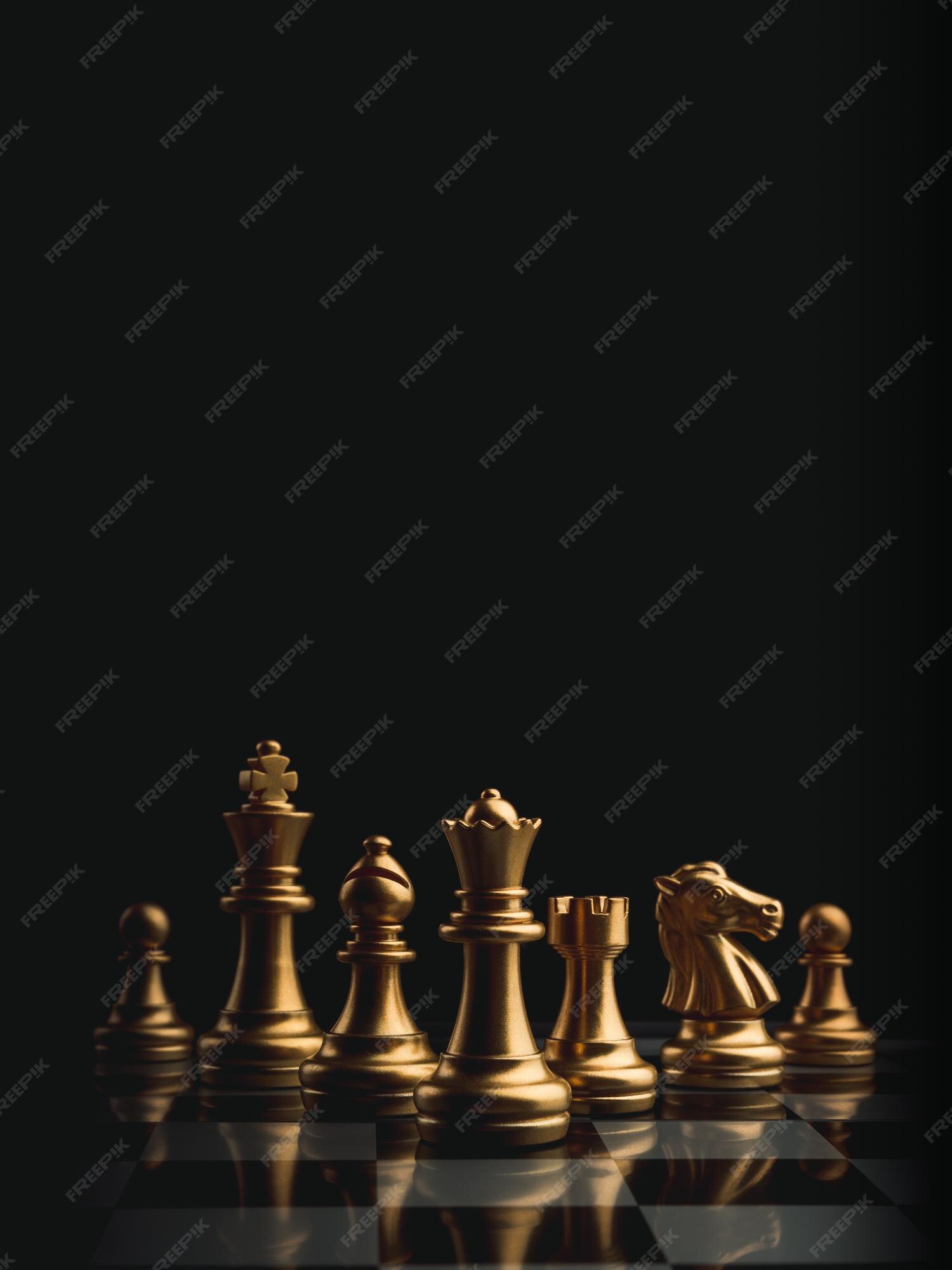 Premium Photo  The silver horse, knight chess piece standing with falling  golden queen, rook, bishop, pawn pieces on chessboard on dark, vertical.  leadership, winner, competition, and business strategy concept.