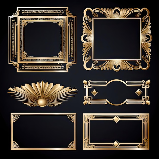 Foto set di cornici dorate per quadri, specchi o foto isolate su sfondo bianco