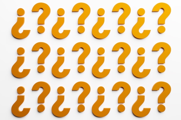 Set of golden question marks on white background