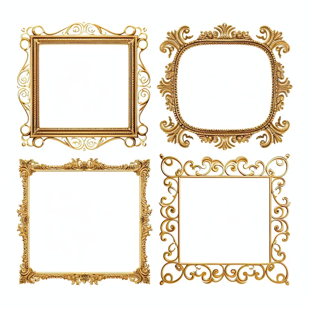 Set gouden frames Decoratieve elementen voor ontwerp Vectorillustratie