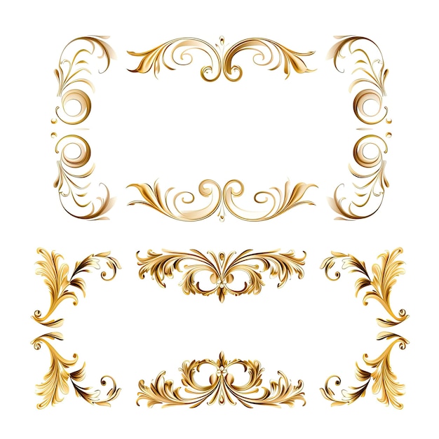 Set gouden frames Decoratieve elementen voor ontwerp Vectorillustratie