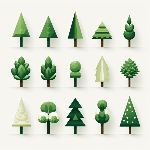 Set of green trees Vector illustration for your design