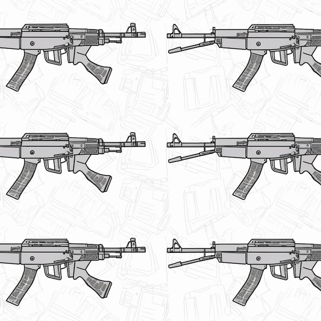 銃という言葉が書かれた銃のセット