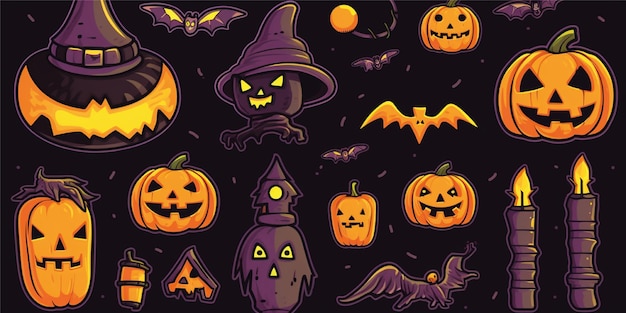 set of halloween background illustration