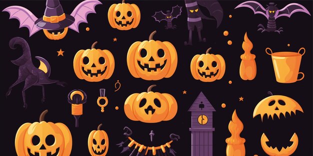 set of halloween background illustration