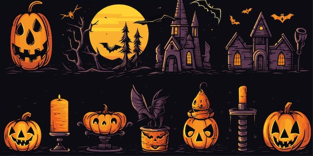 set of halloween background illustration