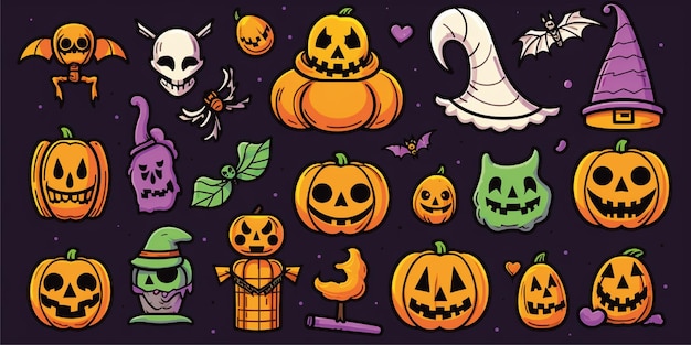 Photo set of halloween background illustration