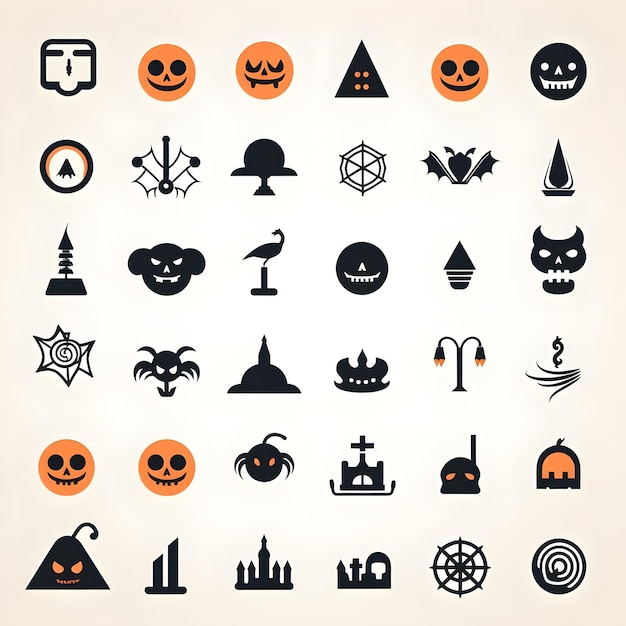 Foto set di icone di halloween su un'illustrazione vettoriale di sfondo bianco