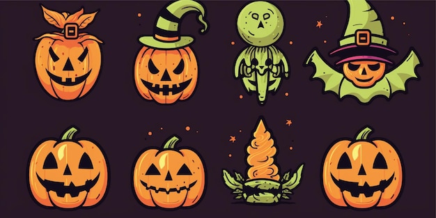 set of halloween illustration