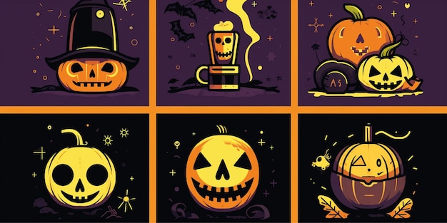 set of halloween illustration