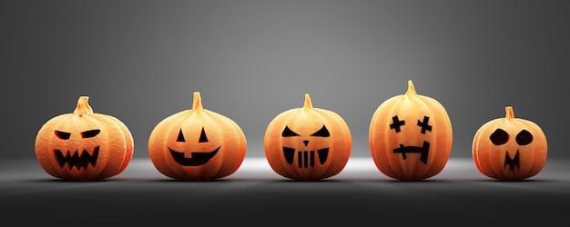 Set Halloween pompoenen Jacko'lantern