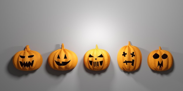 Set Halloween pompoenen Jacko'lantern