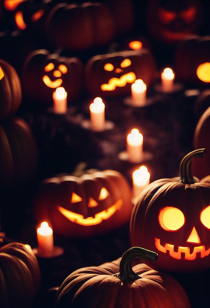 Набор тыкв Хэллоуина с разными лицами