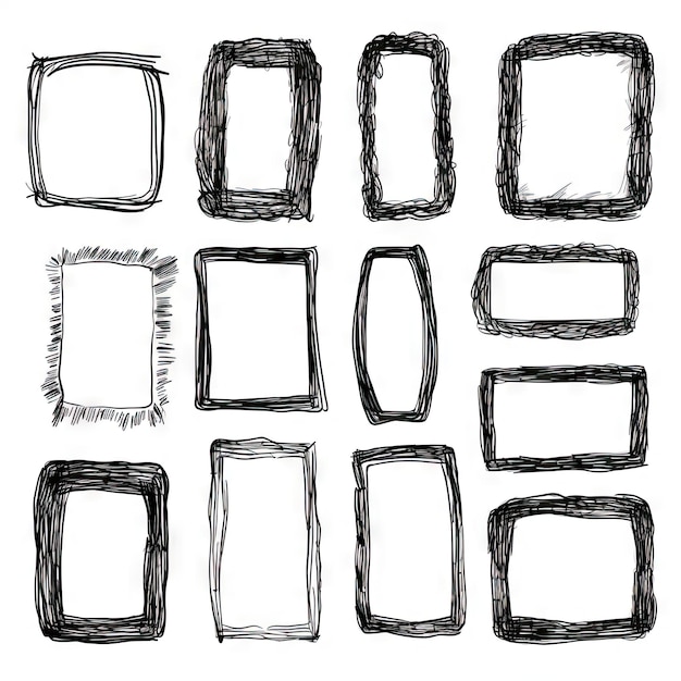 Photo set of hand drawn doodle textures isolated on white