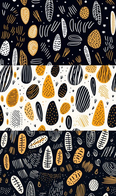 Photo set of hand drawn marker and ink seamless patterns great for textiles banners wallpapers