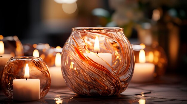 set of handblown glass candles and containers